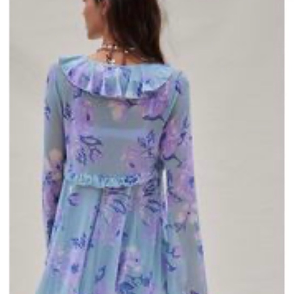 NWT Free People Blue Floral Blouse - Picture 3 of 7